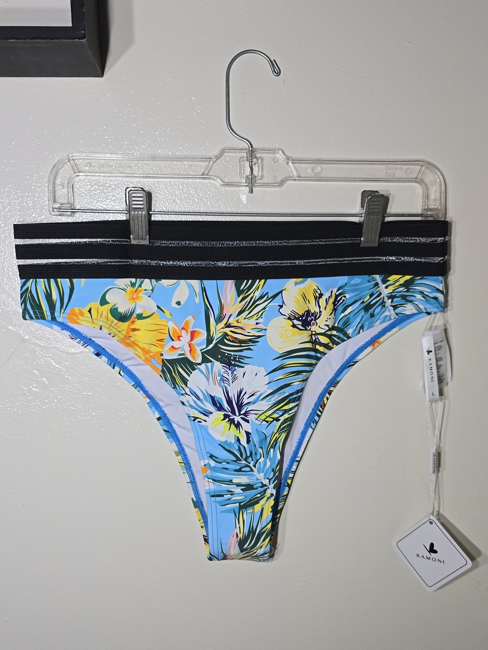 Kamoni Blue Floral Tropical Bikini Bottoms Size Large NWT